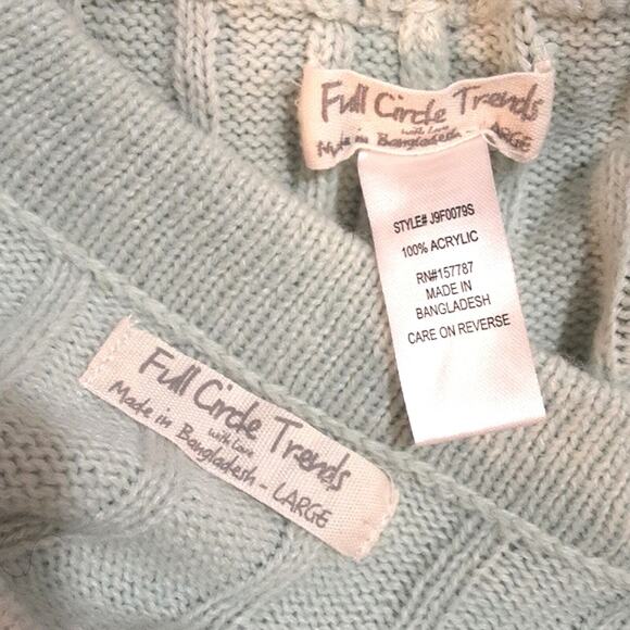 Full Circle Trends Two-Piece Matching Crop Pastel Green Knit Sweater Pant Set L - Picture 5 of 12
